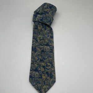 M C Escher Tie Blue Gold Mosaic II Lithograph 1957 Silk Necktie Made In Italy